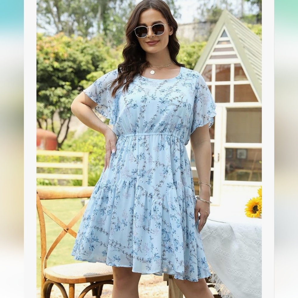 NWT Midi Chiffon Print Floral Dress 